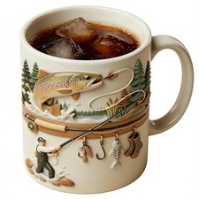 Fishing Mug 350ml Ceramic Funny Novelty Drinkware Fisherman Coffee Mug