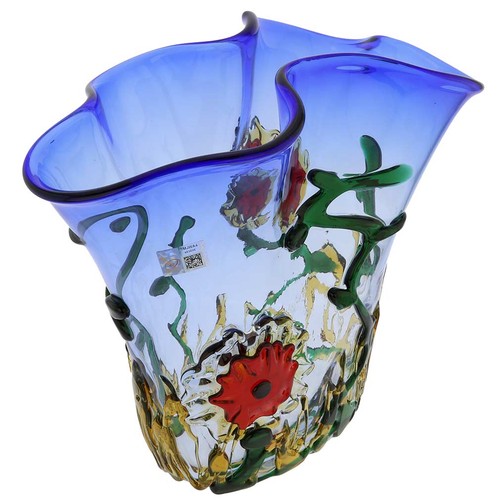 GlassOfVenice Murano Glass Abstract Flower Vase - Blue - Picture 5 of 8