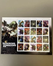 2024 USPS SHEET OF 20 FOREVER STAMPS DUNGEONS & DRAGONS D&D