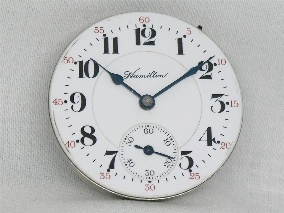 VINTAGE 16S HAMILTON 992 21 JEWEL RAILROAD POCKETWATCH MOVEMENT & DIAL, RUNNING! - Image 2 of 4