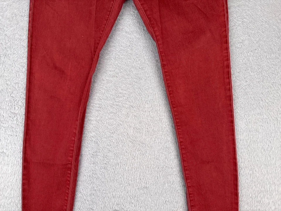 Pantalones de mezclilla VIP para mujer 11 rojos ajustados tiro medio mezcla de algodón elásticos 31x31 Foto 3 de 4