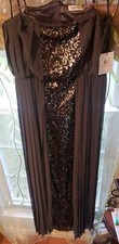 Calvin Klein Formal Womens Dress Size 10 Gunmetal Sequins Detachable Straps 
