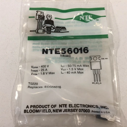 (1) NTE56016 TRIAC, 25 Amp 