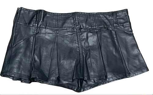 NEU FREE PEOPLE SCHWARZ VEGAN KUNSTLEDER PLISSEE MICRO MINI SKORT ROCK GRÖSSE 10 - Bild 5 von 8