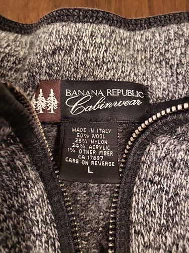 Banana Republic Cabinwear Men's Large Half Zip Pullover Gray Sweater Camping - Picture 2 of 10