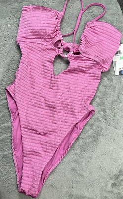 NWT Isabella Rose Maza Smocked One Piece Multiway Womens Large Pink A2