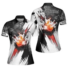 Custom Bowling Polo Shirts for Women Customized Funny Bowling Short Sleeve Polo