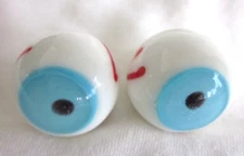 (2) EYEBALL Marbles eyes (blue or brown) Handmade art glass ball 7/8" SHOOTER