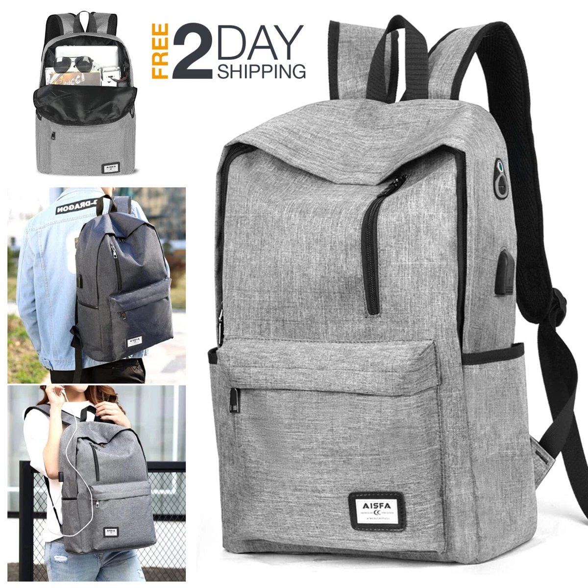 Lágrimas muy agradable cubo Mochilas Escolares Para Laptop 15.6 De Adolescentes Hombre Mujer Con Puerto  USB | eBay