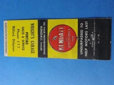KENDALL 2000 MILE MOTOR OIL WRIGHT'S GARAGE PONTIAC SALES MILFORD MATCHBOOK