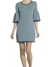 Sail To Sable Dress Womens Size XSmall Sweater Blue Teal Striped Bell Sleeves