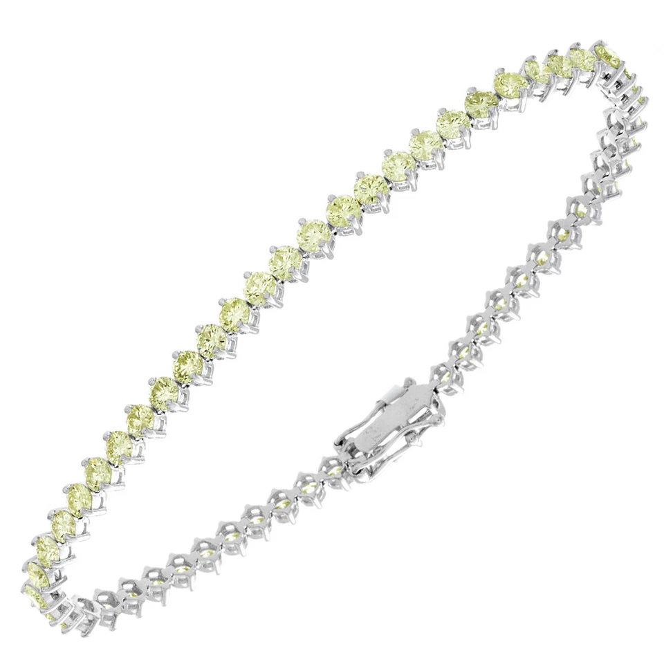 Brazalete de tenis para dama de 6,00 quilates de diamante de corte redondo de lujo de oro amarillo de 14 k