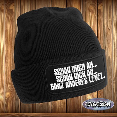 Other Level Original Beechfield Beanie Knit Hat Cap Embroidery Saying Celebration