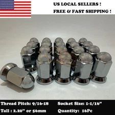 32 Chrome 9/16-18 Alcoa Dually Flat Seat Lug Nuts For Chevy C20 C30 K20 K30 9/16