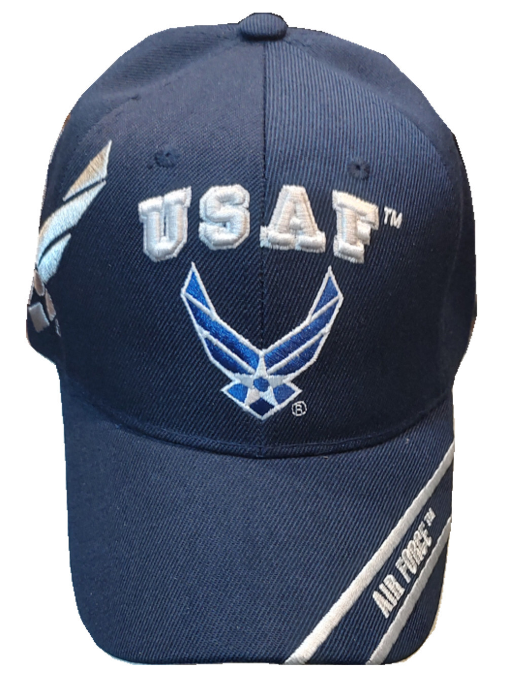 U.S. Air Force, USAF, Hap Emblem & shadow, Air Force on bill, navy blue hat