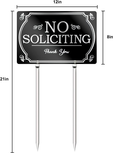 No Soliciting Yard Sign with Stake,No Soliciting Sign (Style1) - Picture 6 of 8
