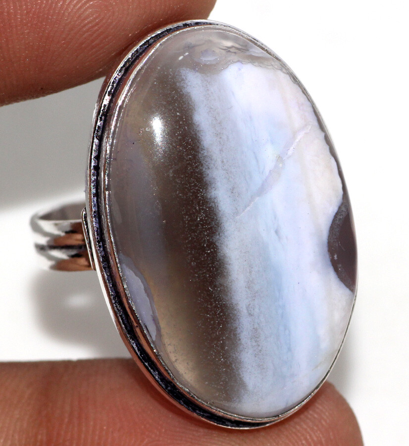 Owhyee Blue Opal 925 Silver Plated Ring Size 9.5 4th of July Jewelry Gift