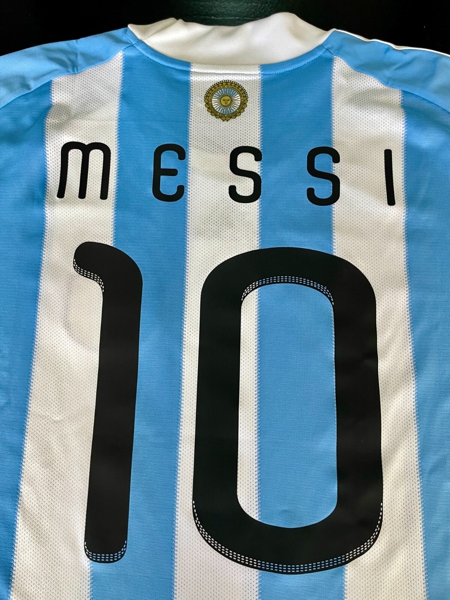 2010 Argentina Home Jersey #10 Messi XL Adidas World Cup Soccer