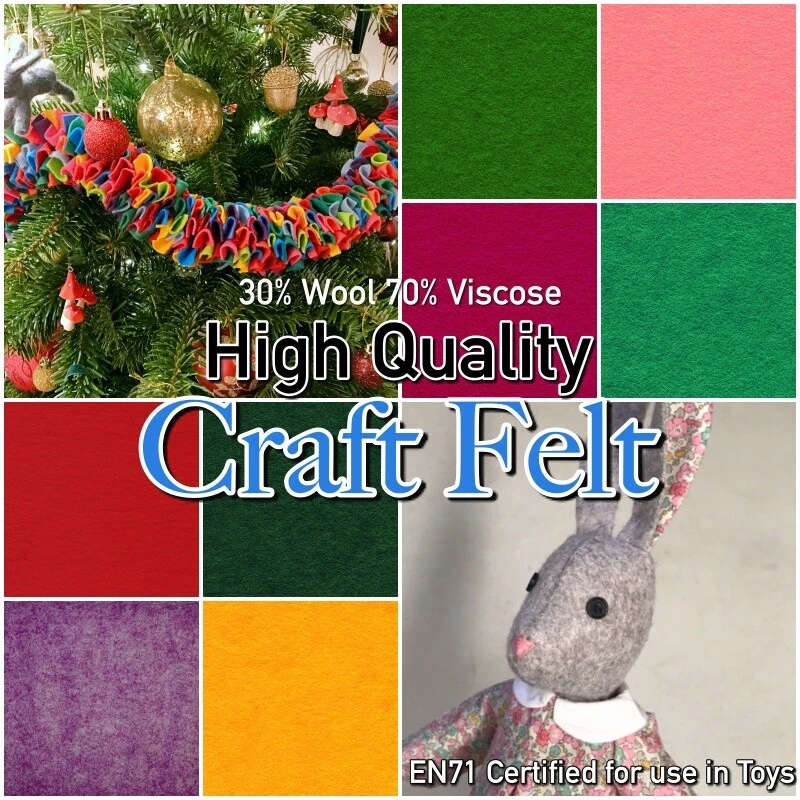 Craft Felt Fabric High Quality 30% Wool Viscose Blend Plain EN71 for Toy Making - Image 3 of 4