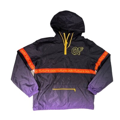 ODD FUTURE Jacket Anorak 1/4 Zip Hooded Windbreaker Mens MEDIUM