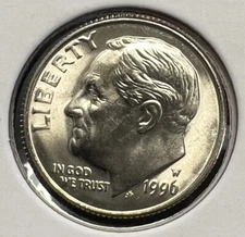 1996-W ROOSEVELT DIME FROM MINT SET GEM BU NICE!!! ACTUAL COIN #6168