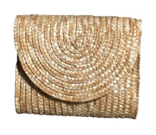 EWC Raffia Wicker Tan Envelope Clutch Purse NWOT 9” X  8”