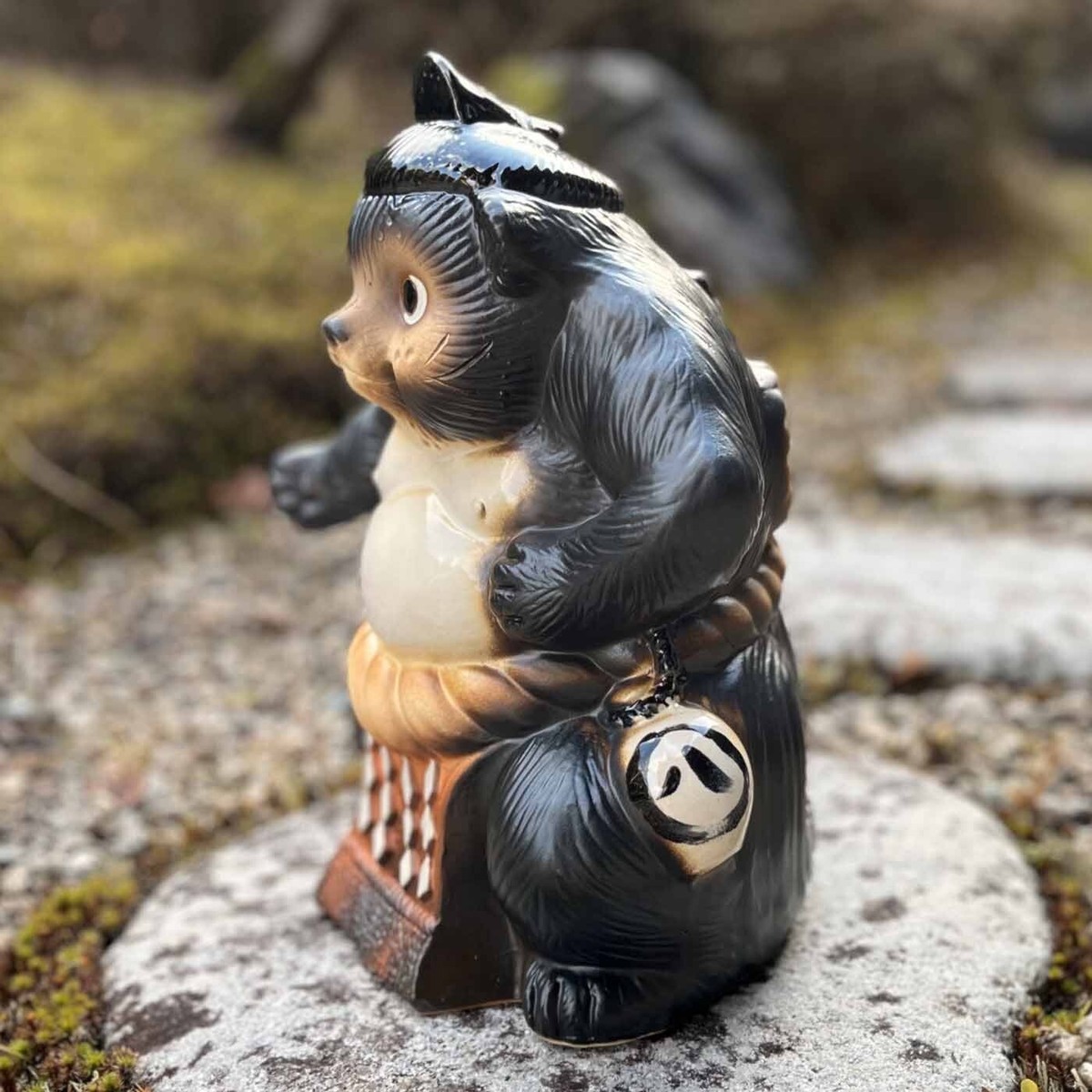 Shigaraki Ware Sumo Yokozuna Tanuki Raccoon Dog Pottery Figurine
