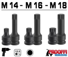 6x VIELZAHN Kraft Schlagschrauber Stecknuss M14 M16 M18 12-Kant Nuss Kurz + Lang