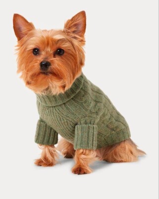 Ralph Lauren olivgrüner Hund Kaschmir Pullover Hundebekleidung Größe XS unben...