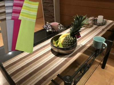 Tischläufer Tischdecke Deko 40×148 cm 100 % Baumwolle Einfarbig und Gestreift - Bild 1 von 4