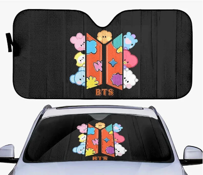 BTS Car Sunshade - Shine Dream Smile, BT21 Windshield Cover, K-Pop