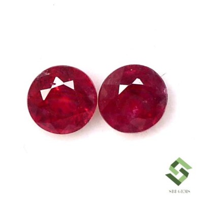 4.25 mm Certified Natural Natural Ruby Round Cut Pair 0.81 CTS Loose Gemstones