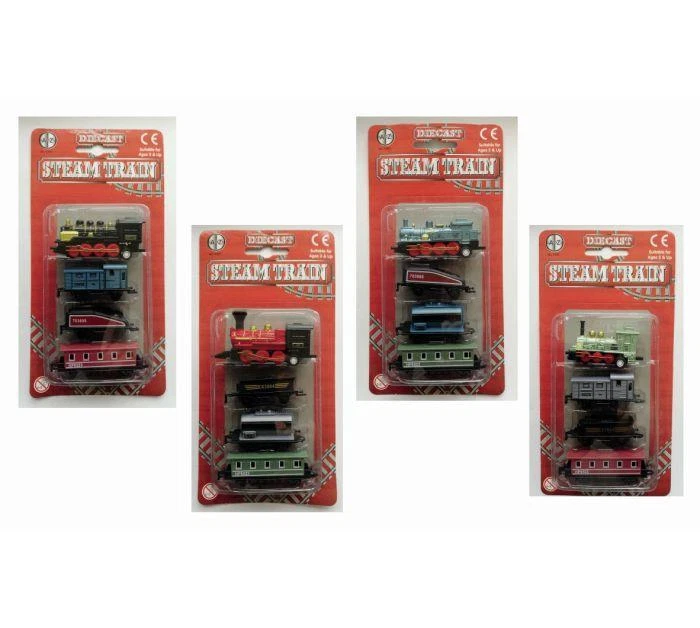 Alloy Diecast Retro Steam Train Pull Back Car Set Toy For Kids 1 X Random Pack