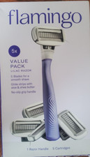 Flamingo Women's Razor Multipack 1 Lilac Razor Handle 5 Razor Blade Cartridge