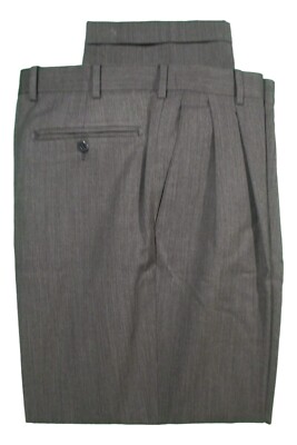 Zanella Bennett Mens Charcoal Pleated Wool Dress Pants 34x29.5