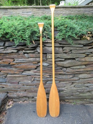 Great Vintage Odd Set Of Wooden Boat Oars 63 54 Long Paddles Interesting Ebay