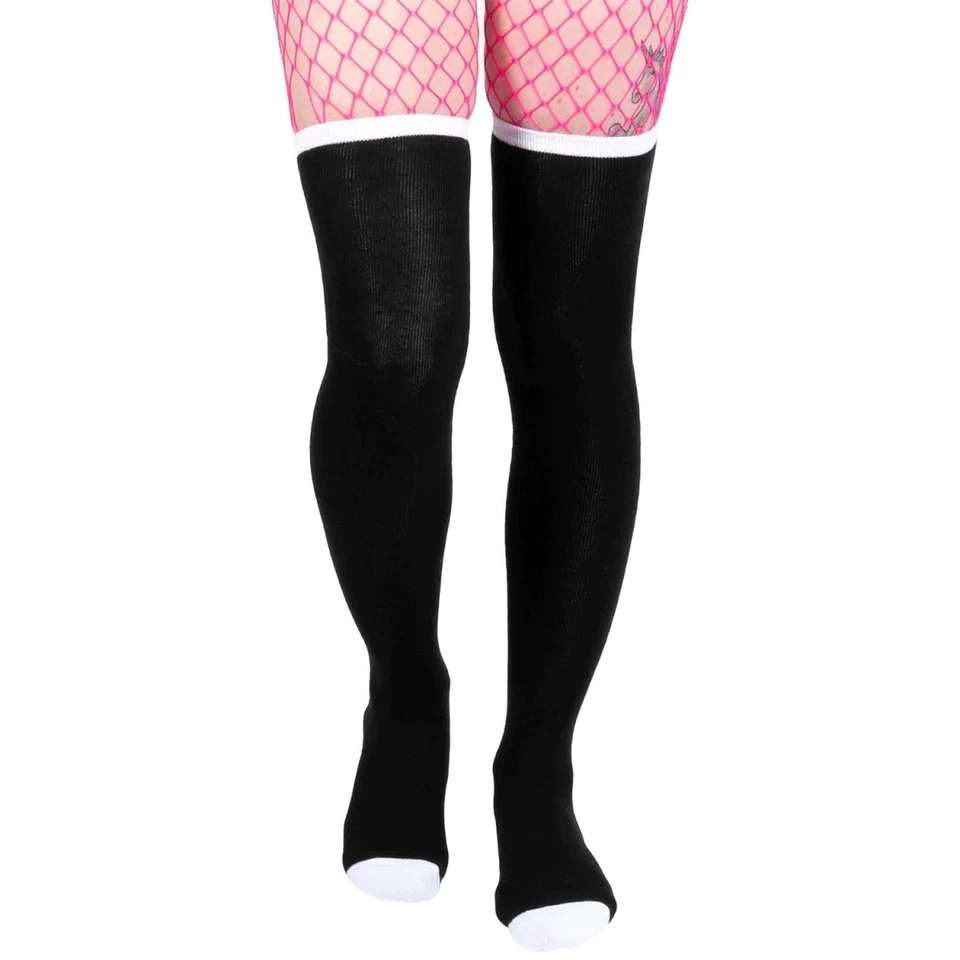 Calcetines hasta el muslo Too Fast Heartbone Spine ropa alternativa para mujer Foto 4 de 4