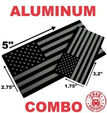 3D Aluminum American Flag Decal Sticker Emblems (Combo Pack)