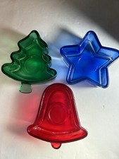 VTG3 Colored Heavy Glass Star,Tree Bell Tea light Votive Candle Holder Christmas