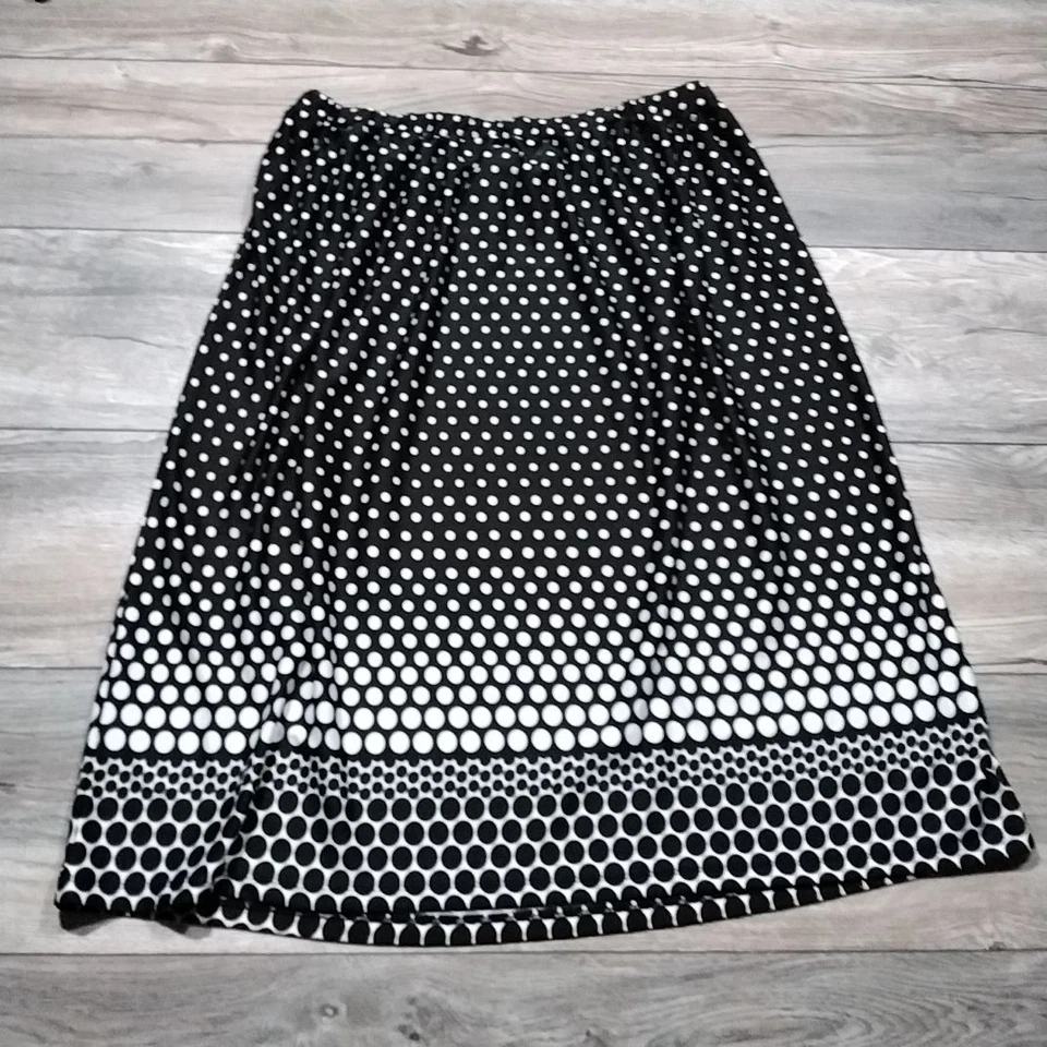 Christopher Banks Medium Midi Skirt 32" Waist Polka Dot Black White Work Office - Image 4 of 4