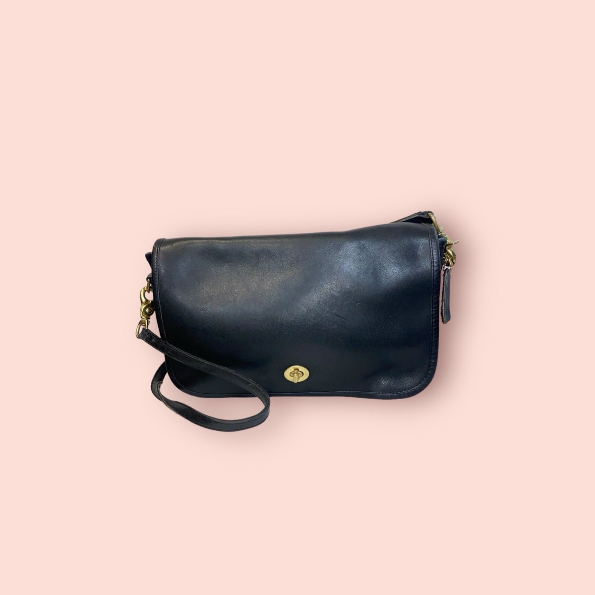 Vintage Coach Change Purse Black がま口 COACH VINTAGE BLACK/RED LEATHER KISSLOCK COIN PURSE With