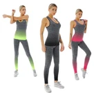 Ladies Gym Wear Womens Sports Fitness Yoga Suit Workout Vest Top Leggings Set