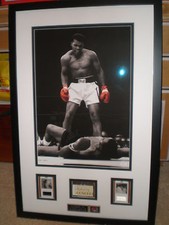 Muhammad Ali Over Liston 2011 Leaf Cut Autograph 2 Event Worn Cards Framed 1/1