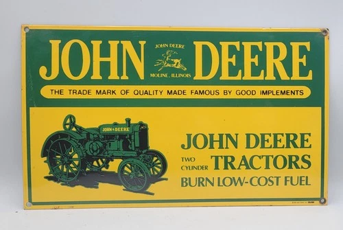 Vintage John Deere Tractors Porcelain Enameled Metal Sign