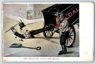 1908 Man Wants But Little Here Below North Yakima Washington WA Antique Postcard