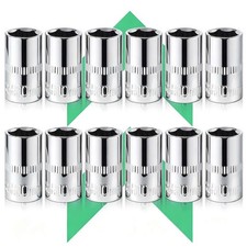 12-Piece Durable 1/4" Drive 10mm Socket Set   Shallow, One Size, Nickel