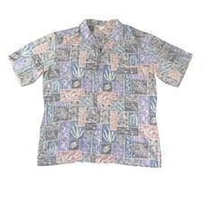 Vintage Royal Creations Hawaiian Shirt Mens Large Purple Blue Sea Life Aloha