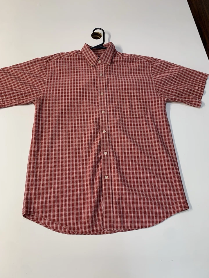 Camisa Scandia Woods Para Hombres M Roja Seersucker A Cuadros Golf Manga Corta Informal Botón Foto 2 de 4