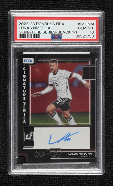 2022-23 Donruss Signature Series Black Prizm 1/1 Lukas Nmecha PSA 10 GEM MT Auto