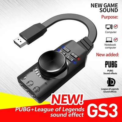 Black USB External Sound Card Virtual 7.1 Channel Adapter Plug For PC Laptop PS5